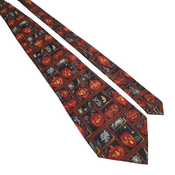 Vintage Keith Daniels 199 Pumpkins Version 2 Halloween Necktie Jack O Lanterns - Picture 1 of 5